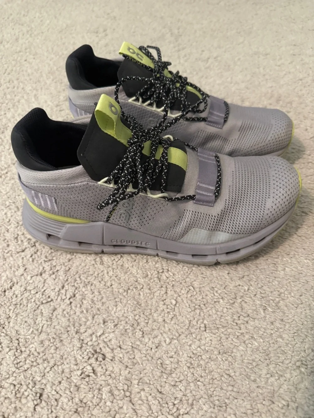 ON Cloudnova Running Shoes in Light Gray with YellowGreen Accent - Womens - Picture 3 of 8